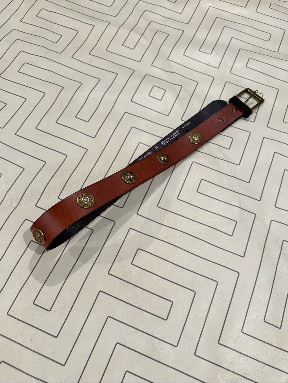 Nocona Brown Leather Belt with Brass Stud Accents